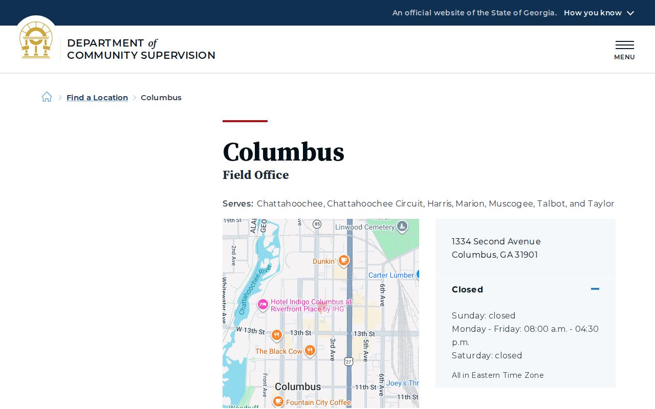 Muscogee County parole and probation DCS Columbus Field Office