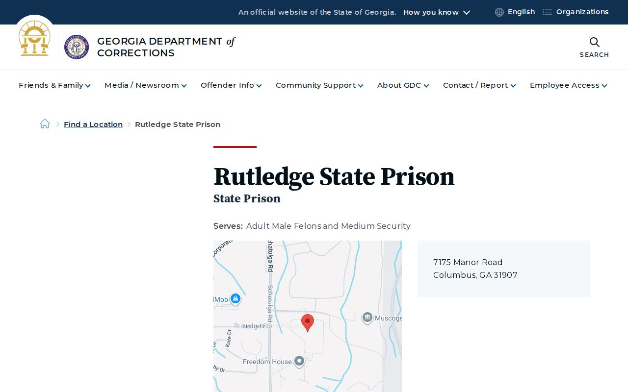 Rutledge State Prison offender release information